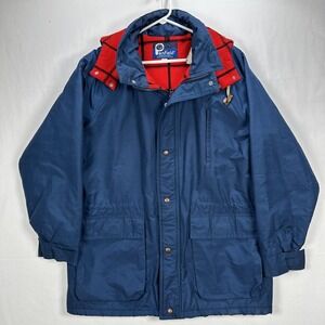 Vintage Penfield Parka Jacket Mens Large Blue Fleece Lined‎ Hooded USA 78421